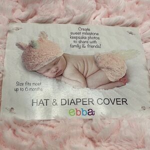 Ebba Pink Unicorn Baby Hat and Diaper Cover Set